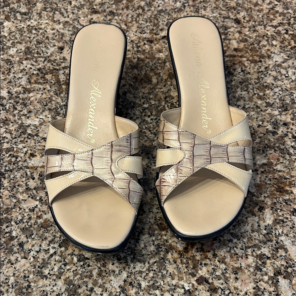 Athena Alexander Cream and Brown Sandals